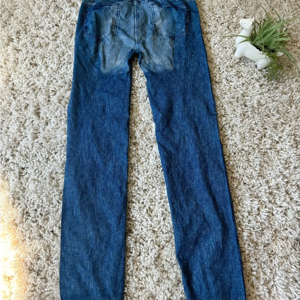 Super cute, patchwork light denim Y2K stretchy, jean jeggings. - Picture 4 of 4